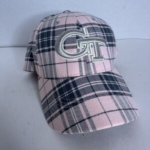 Georgia Tech Yellow Jackets Pink Plaid Hat Top Of The World Adjustable Strapback